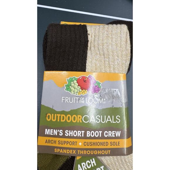 Fruit Of The Loom Men's Outdoor Short Boot Crew Socks 4 Pack, Size 6-12 - Picture 2 of 4